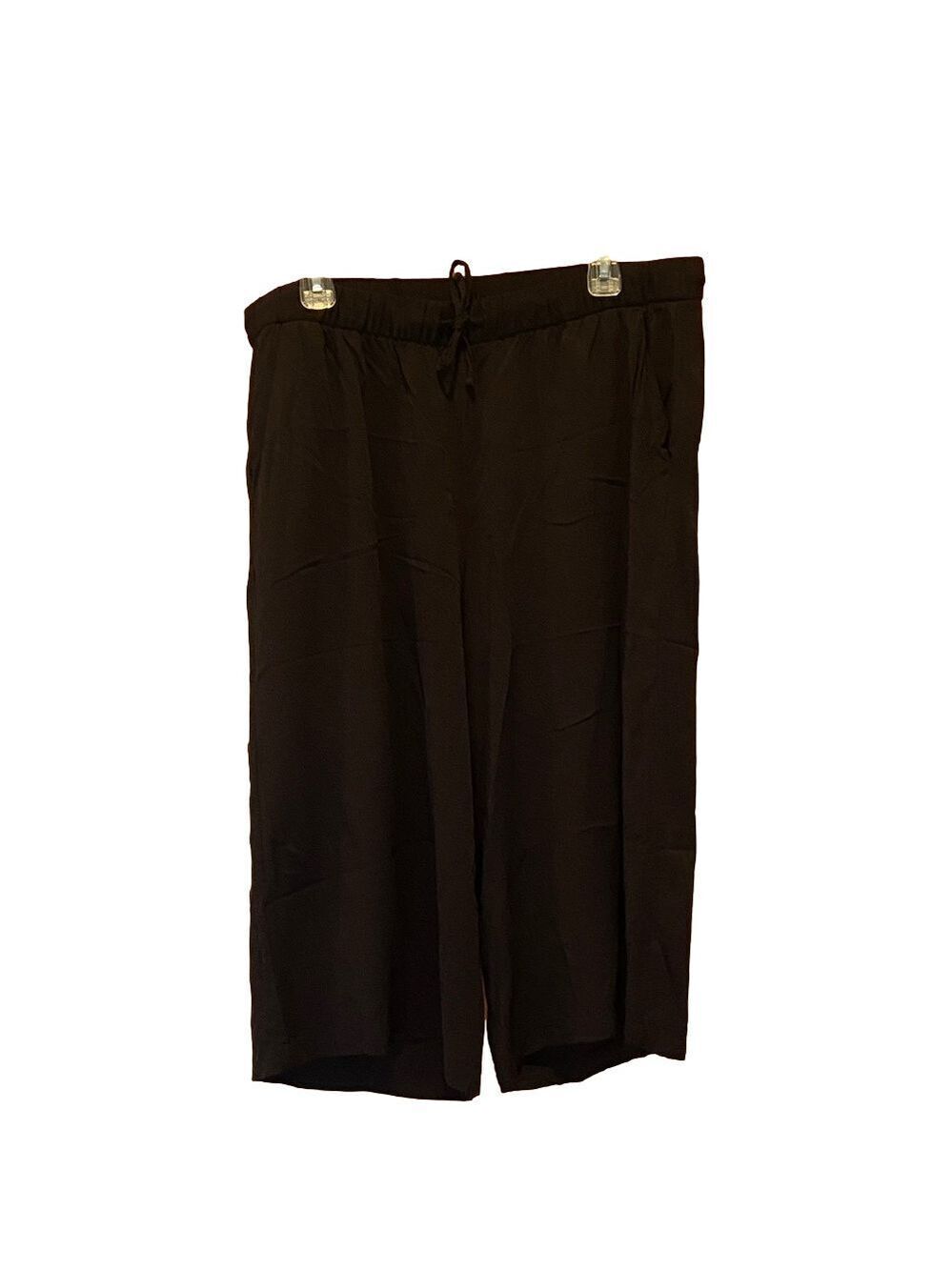 Old Navy Black Wide Leg Cropped Pants with Drawstring Elastic Waist Size Large
